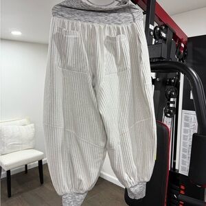 Free People Gray Striped Joggers yoga working out or going out